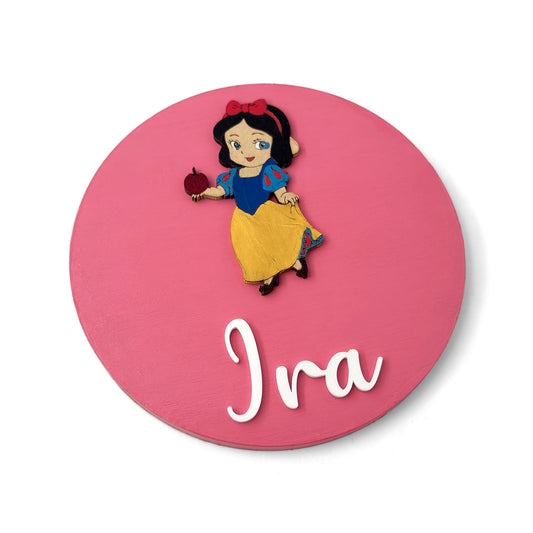 Disney Princess Snow White Themed Hand-Painted Wooden Name Plate For Kids