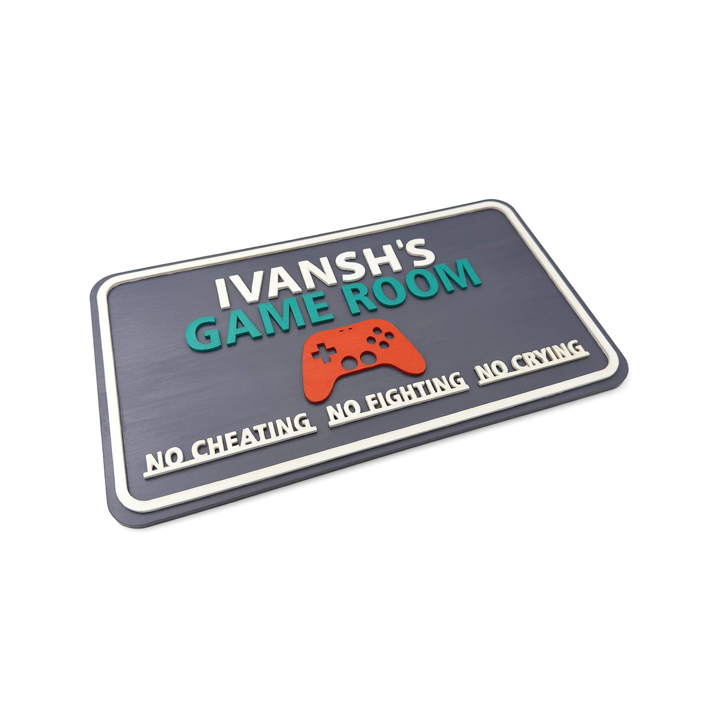 Game Room Themed Hand-Painted Wooden Kids Name Plate