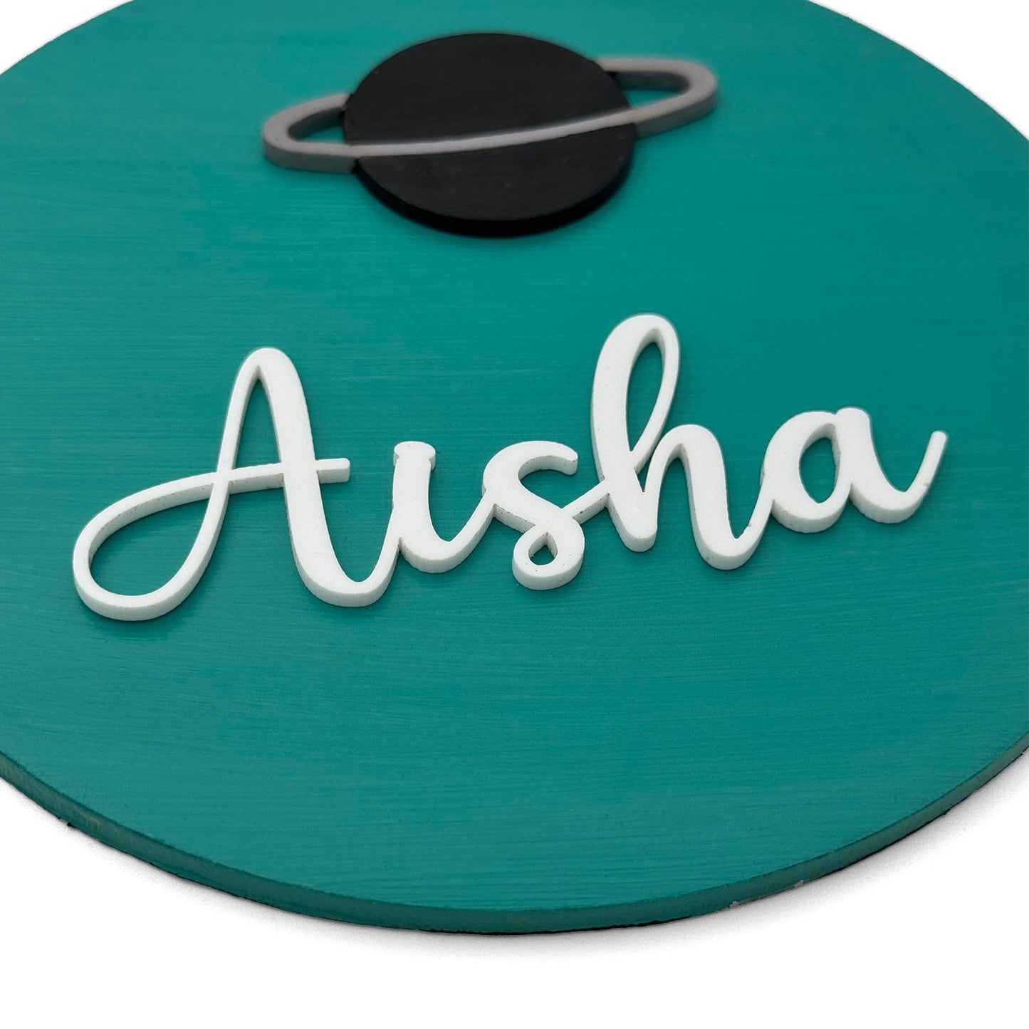 Space Themed Hand-Painted Wooden Mini Kids Name Plate