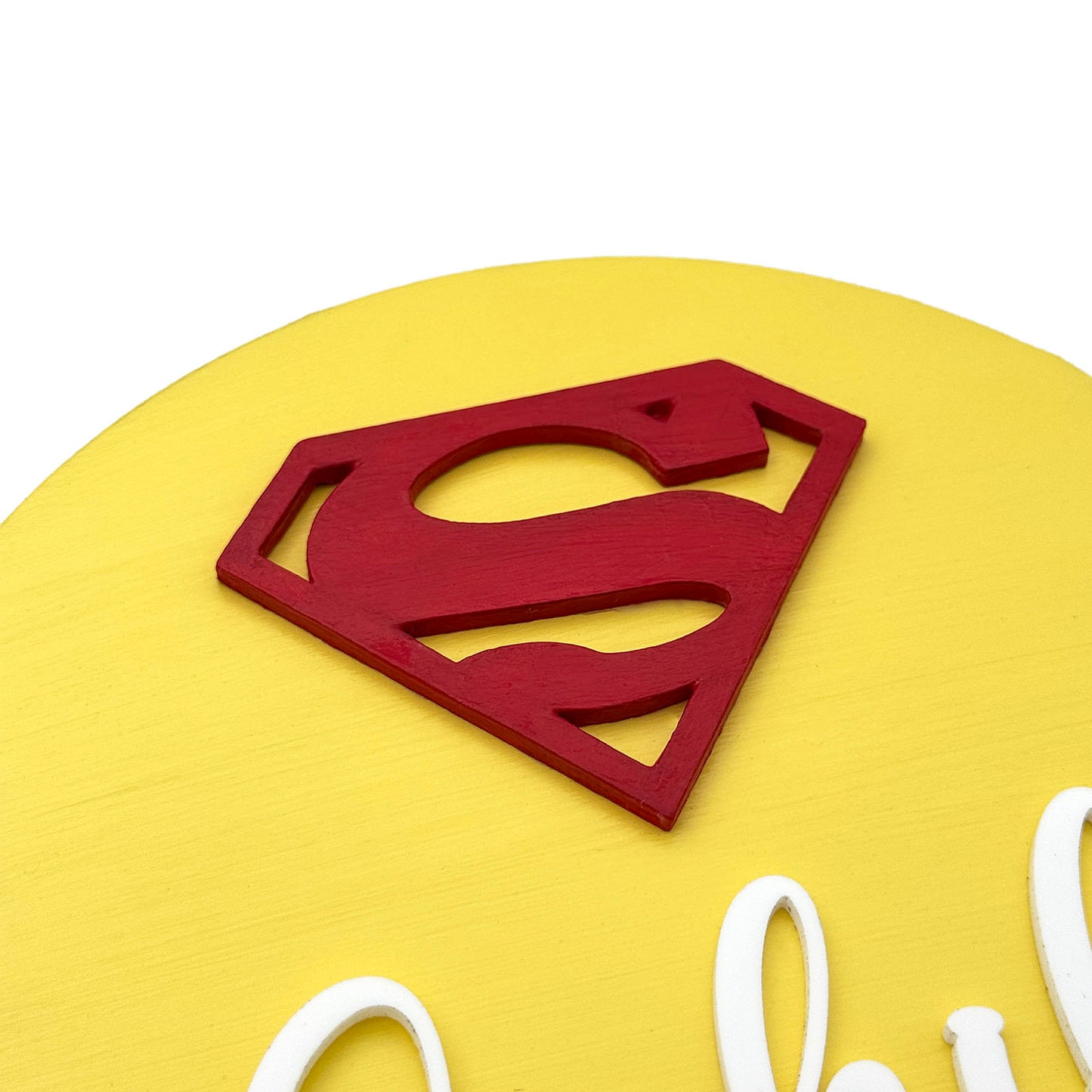 Superman Themed Hand-Painted Wooden Mini Kids Name Plate
