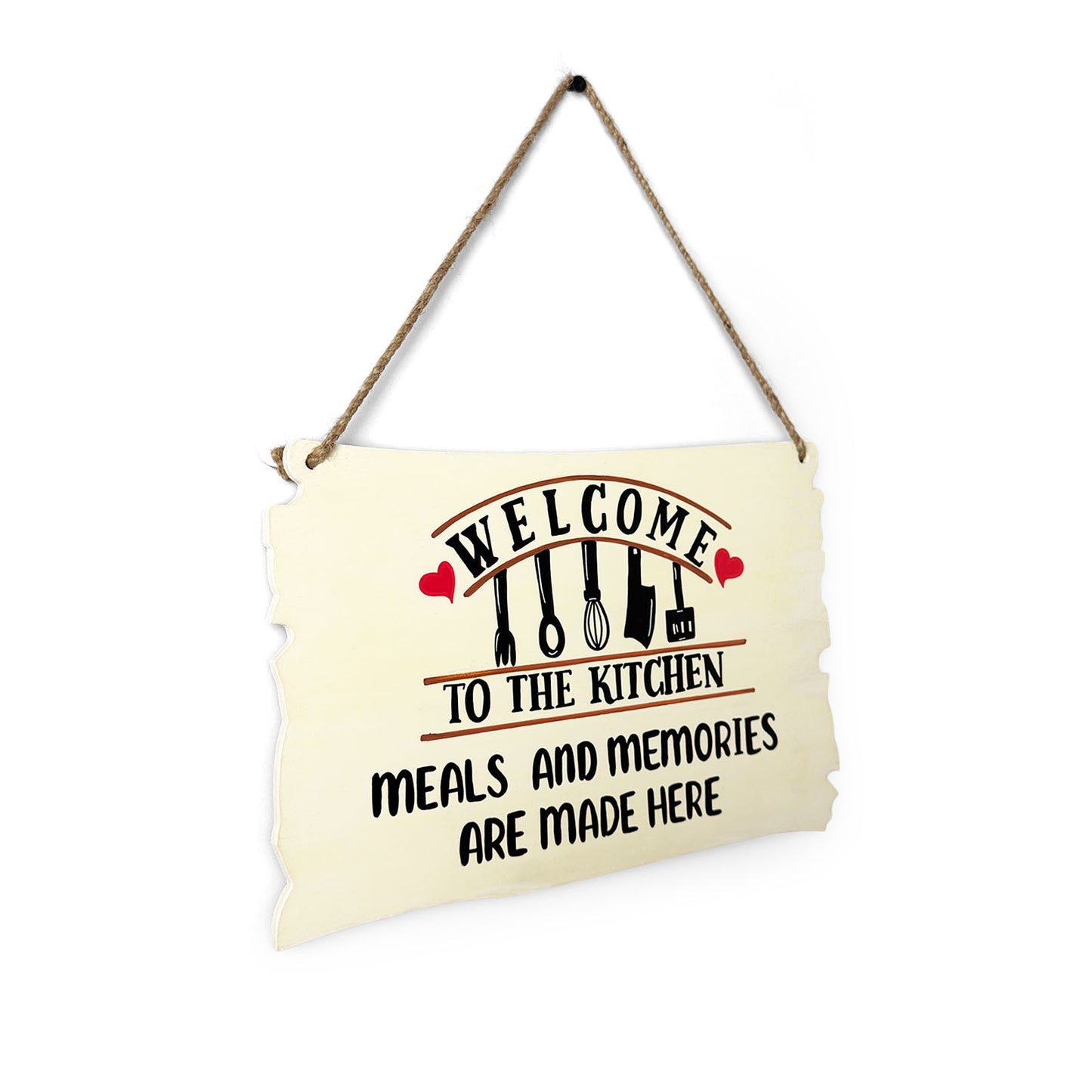Welcome To My Kitchen Hand-Painted Wooden Kitchen Wall Hanging - Beige