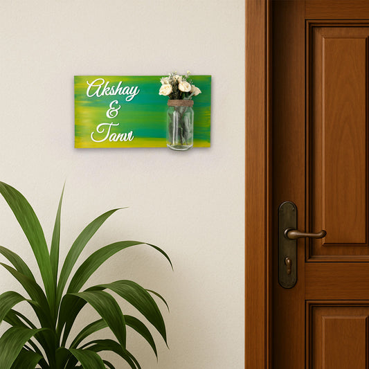 Hand-Painted Wooden Name Plate With Jar For Home - Only Jar Board