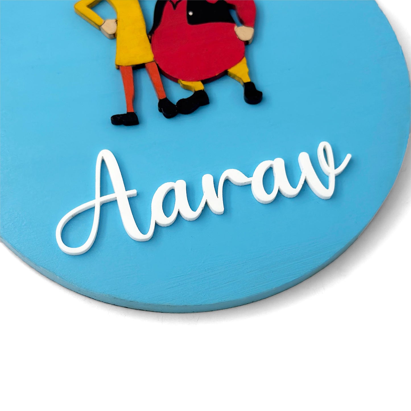Motu Patlu Themed Hand-Painted Wooden Name Plate For Kids