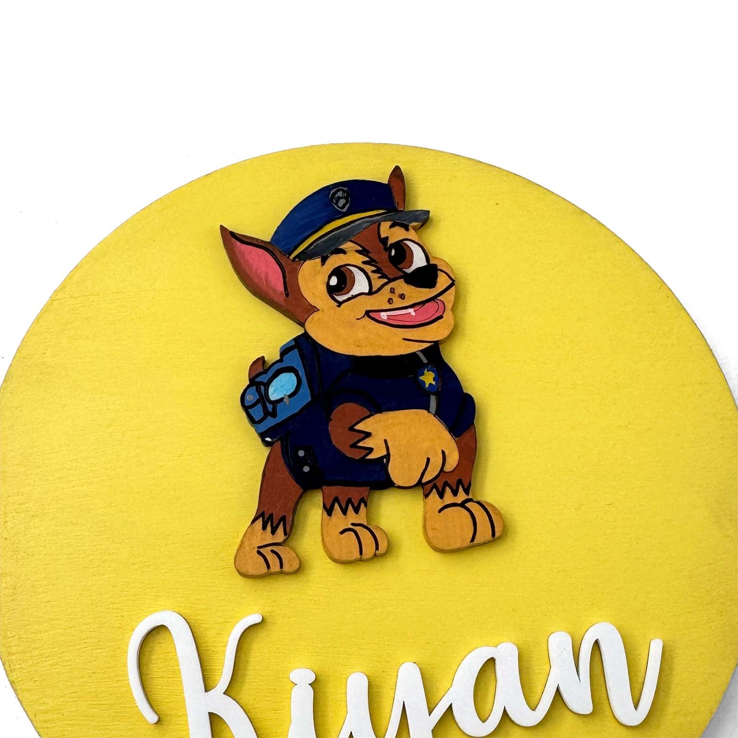 Paw Patrol Themed Hand-Painted Wooden Name Plate For Kids - Design 1