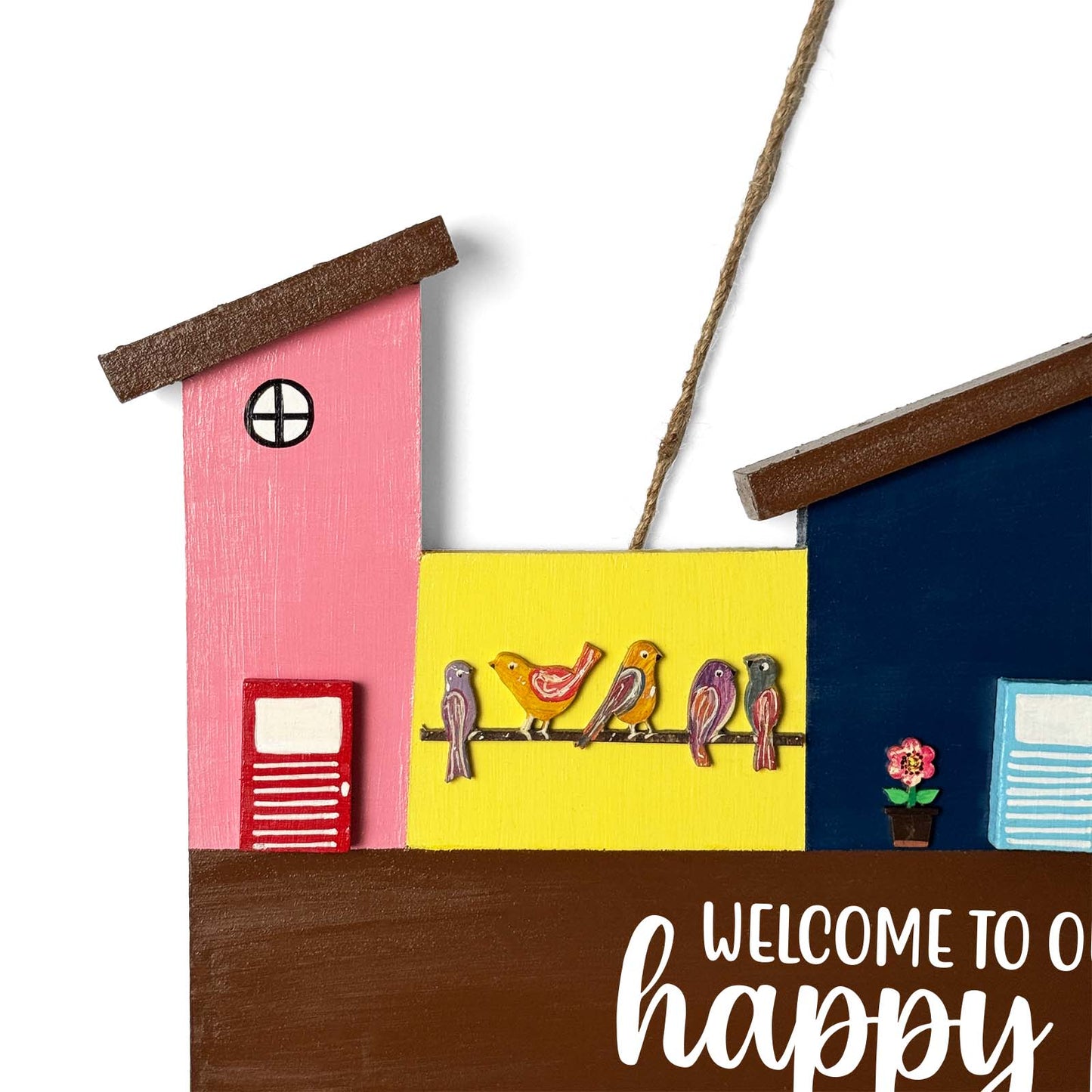 Hut-Shaped Hand-Painted Wooden Name Plate For Home - Hut Board & Four Planks Design 6
