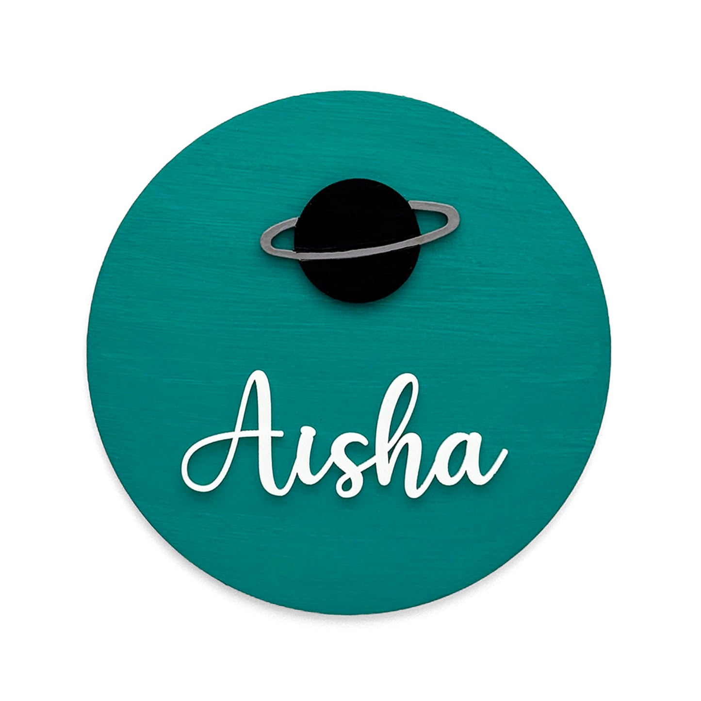 Space Themed Hand-Painted Wooden Mini Kids Name Plate