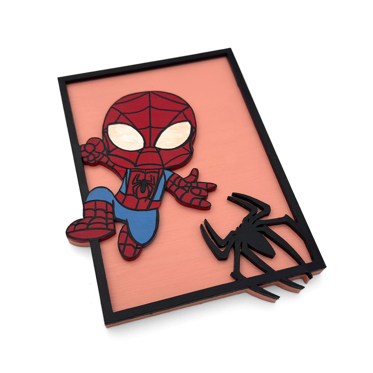 Superhero Themed Hand-Painted Wooden Kids Wall Frame Combo of 4