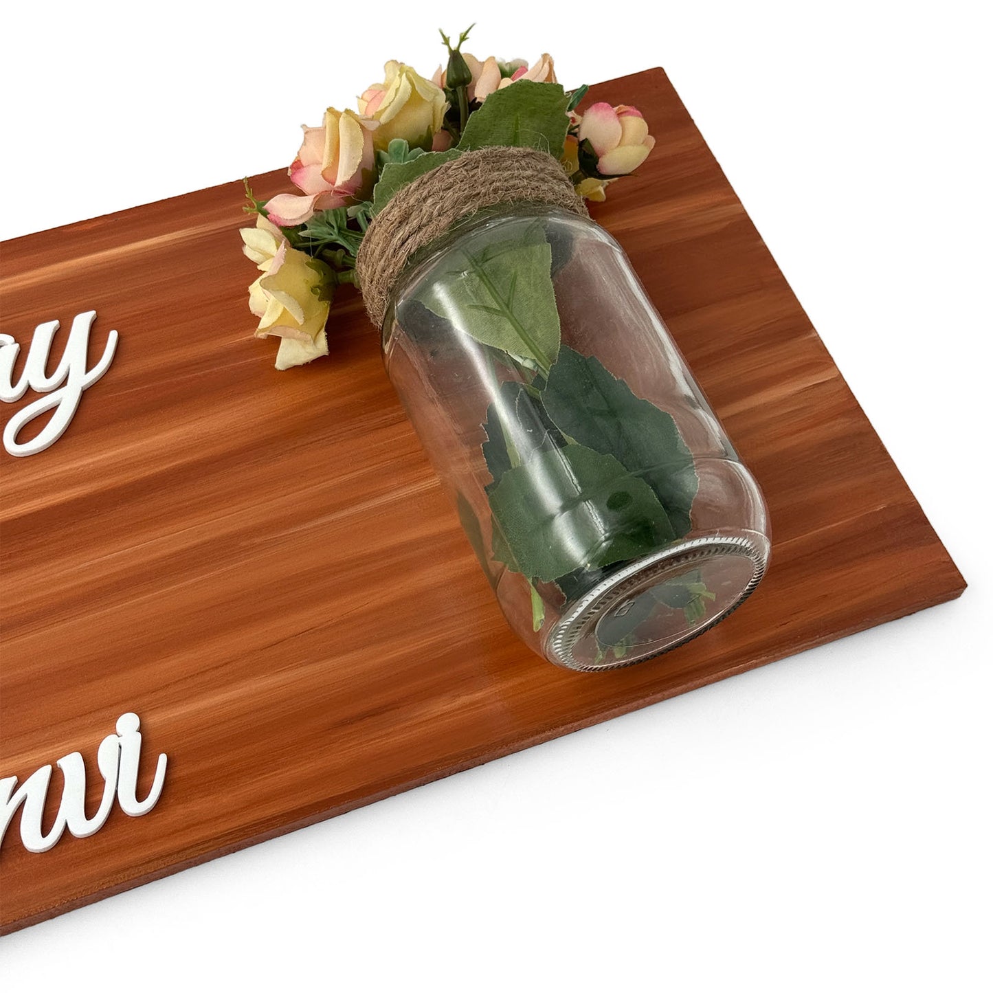 Hand-Painted Wooden Name Plate With Jar For Home - Only Jar Board