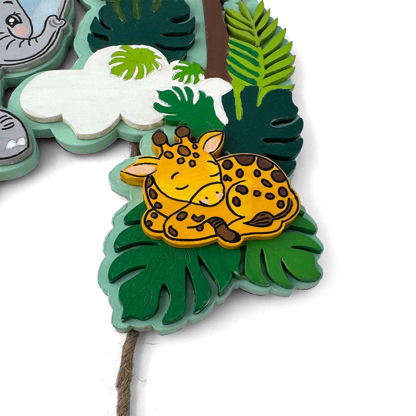 Animal Themed Hand-Painted Wooden Kids Name Plate - Design 5