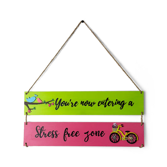 Stress Free Zone Hand-Painted Wooden Plank Wall Hanging - Design 1