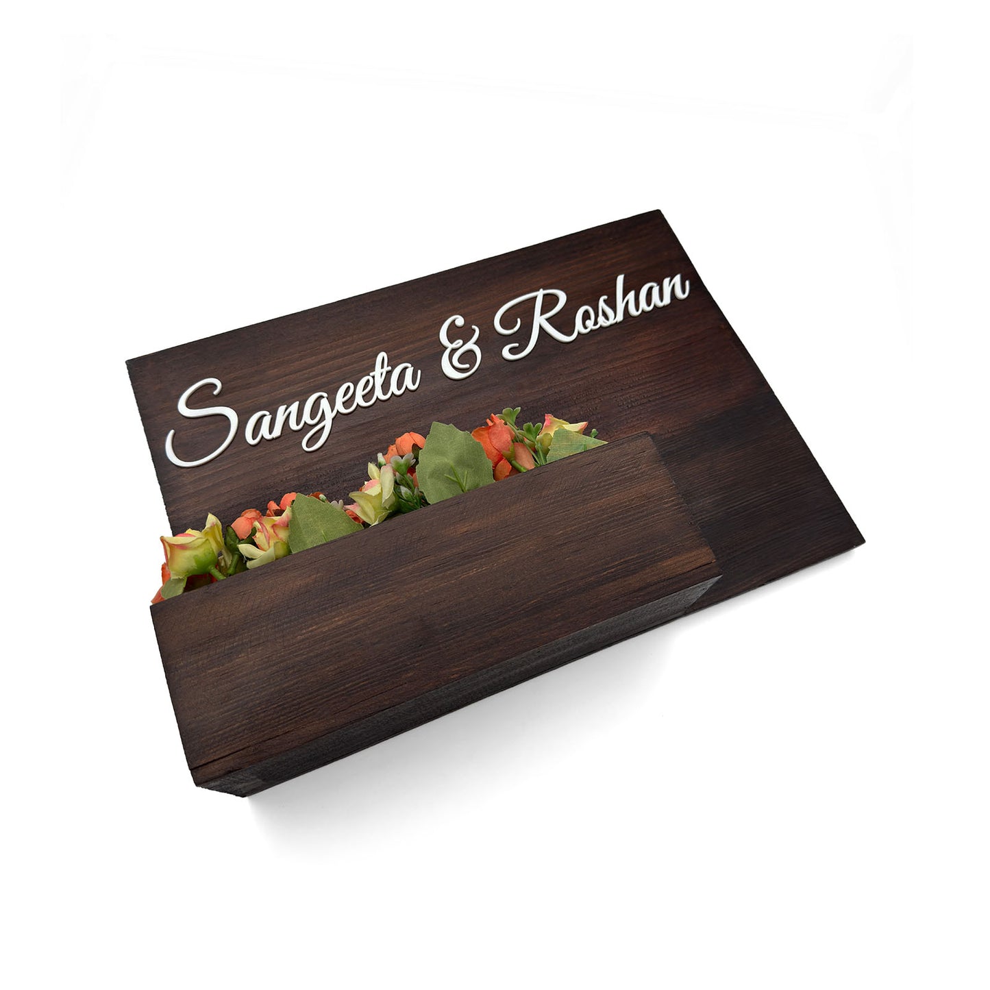Rectangular Hand-Painted Wooden Planter Name Plate For Home - Wooden Finish