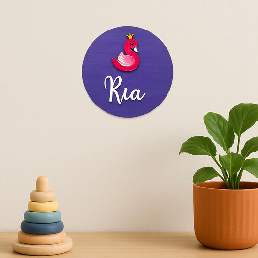 Duck Themed Hand-Painted Wooden Mini Kids Name Plate