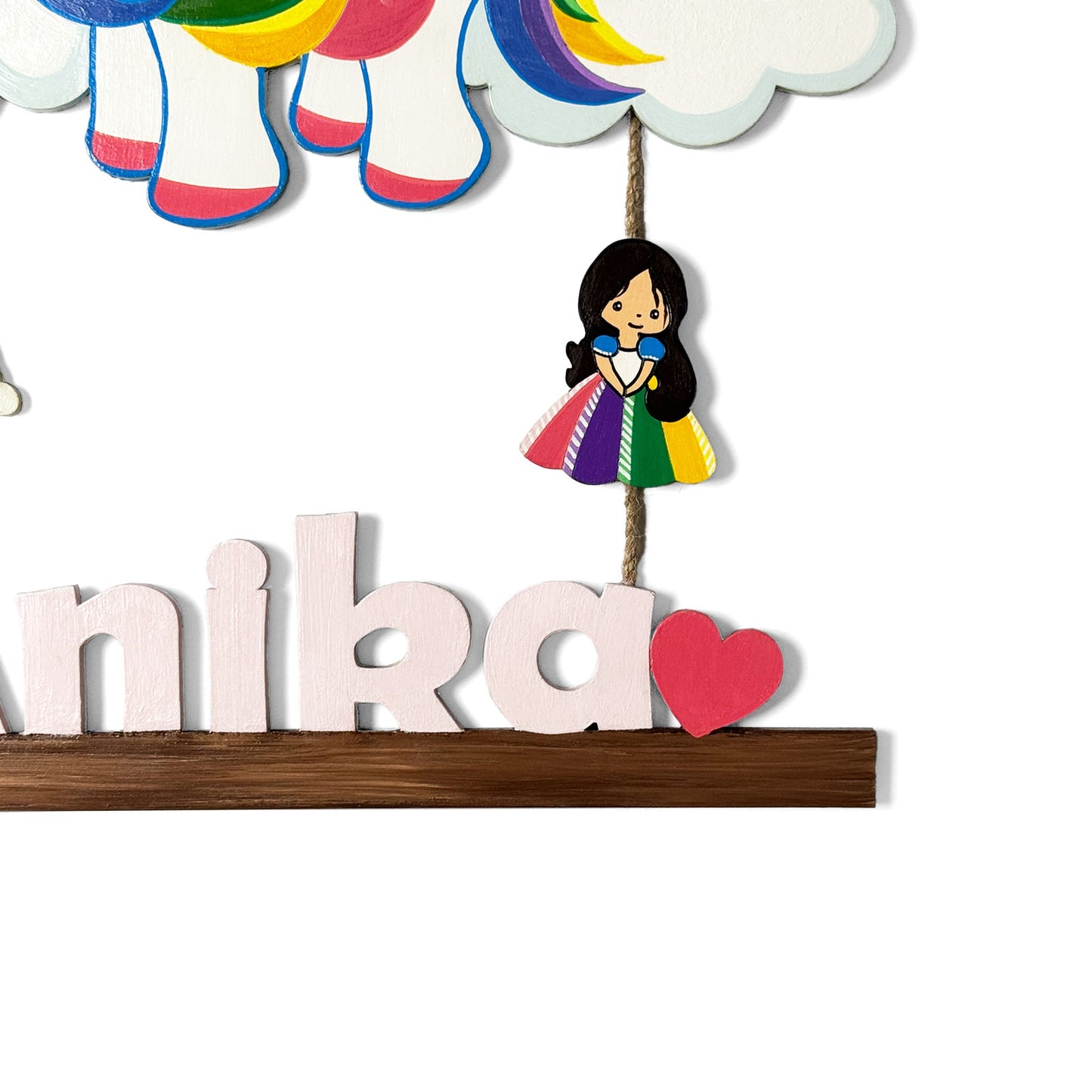 Unicorn Themed Hand-Painted Wooden Kids Name Plate - Design 3