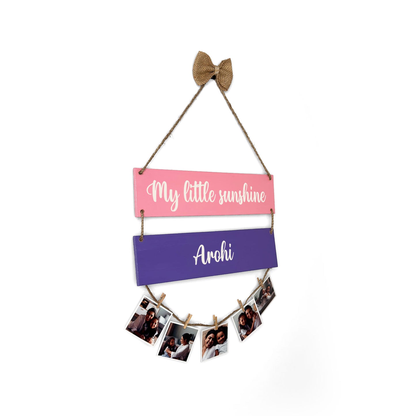 Personalised Hand-Painted Wooden Double Plank Photo Holder