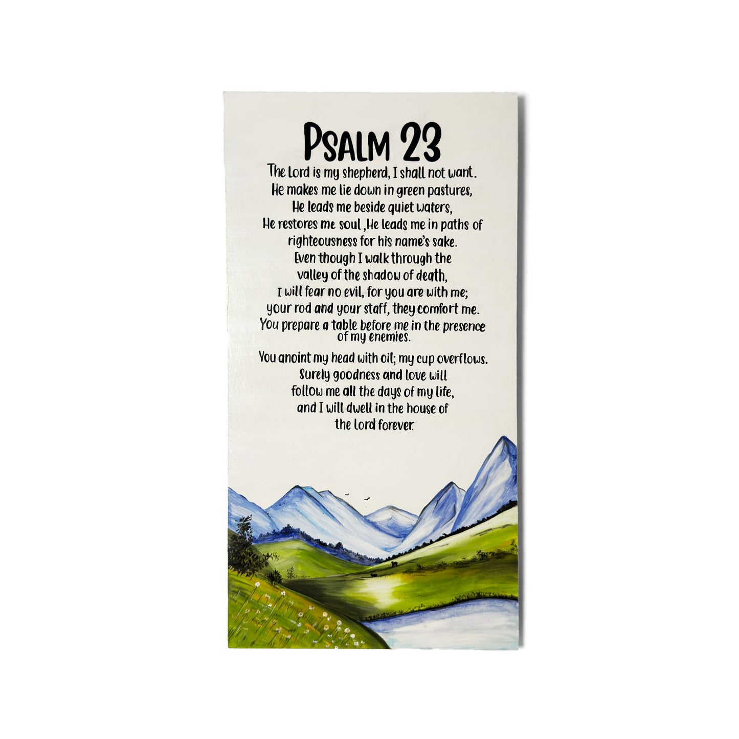 Psalm 23 Hand-Painted Wooden Wall Hanging
