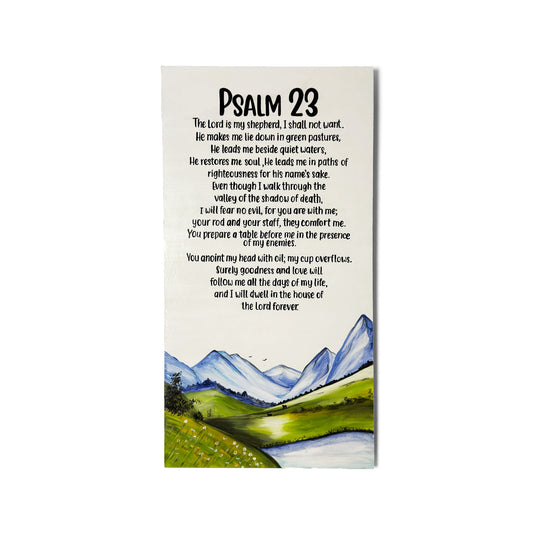 Psalm 23 Hand-Painted Wooden Wall Hanging