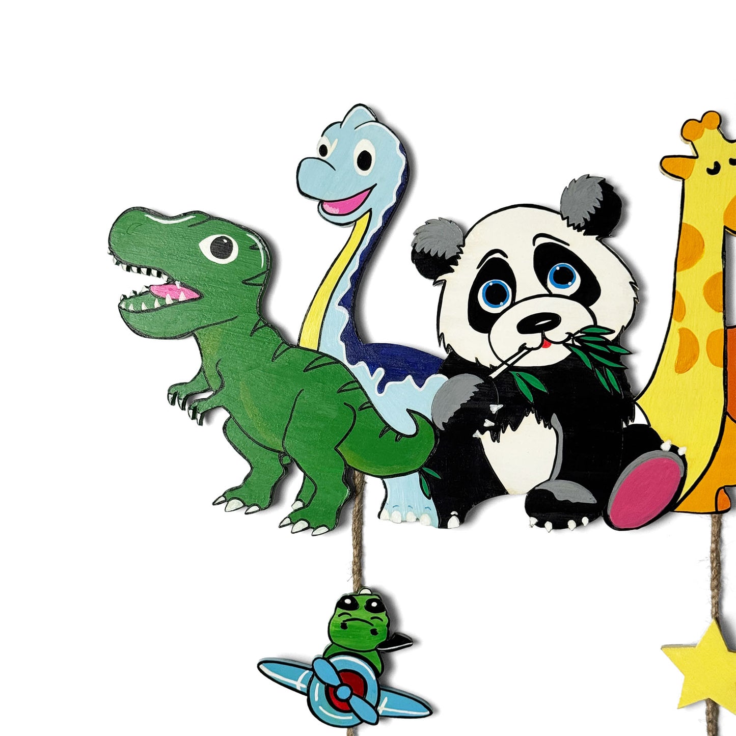 Animal and Dinosaur Themed  Hand-Painted Wooden Kids Name Plate