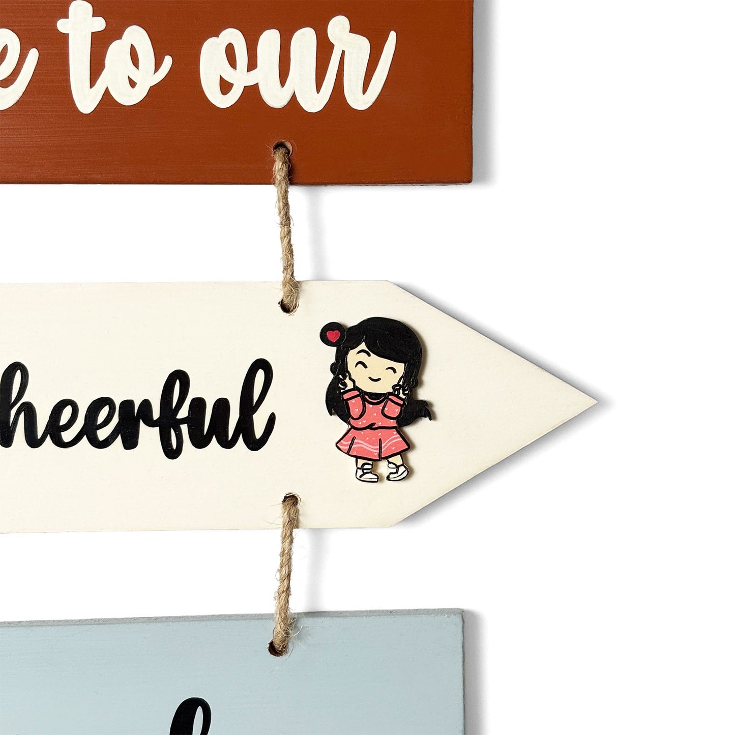 Welcome To Our Home Hand-Painted Wooden Arrow Plank Wall Hanging - Design 14