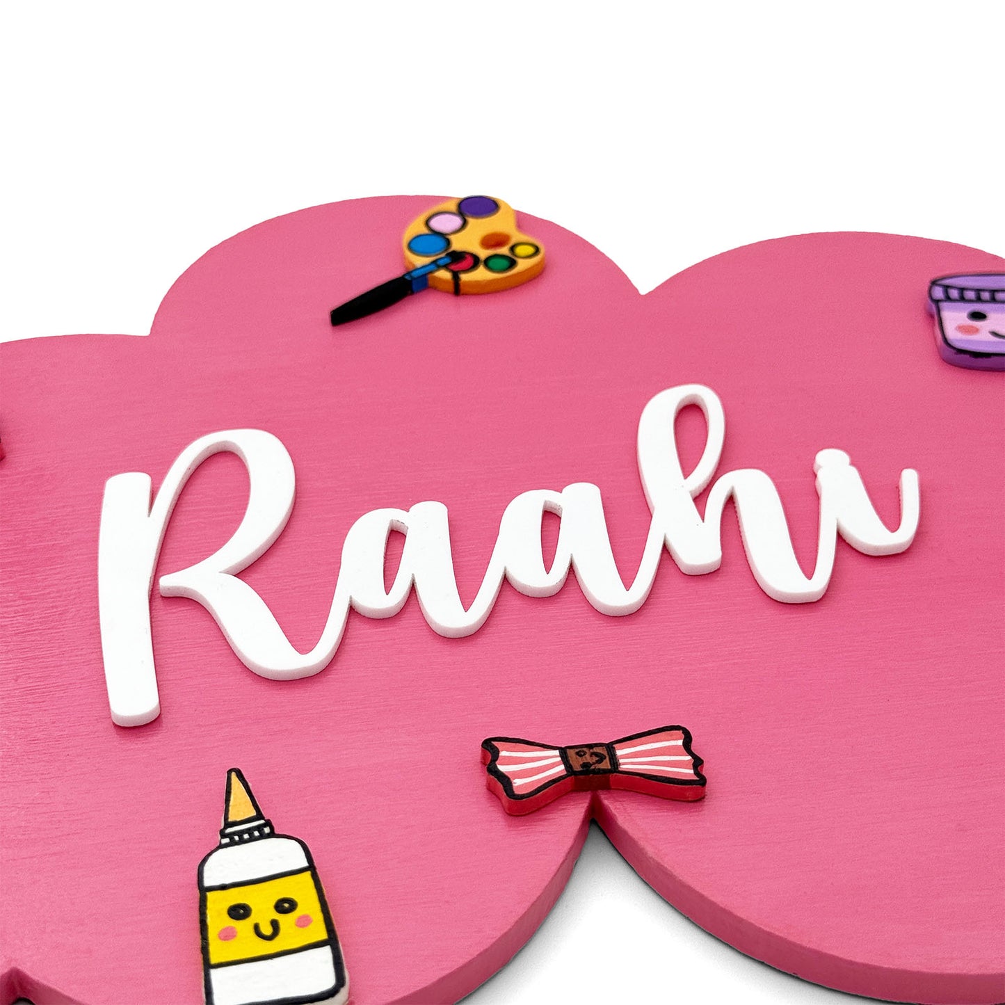 Crafts Themed Hand-Painted Wooden Kids Name Plate