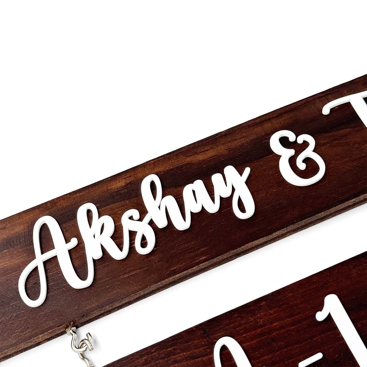 Two Plank Hand-Painted Wooden Name Plate For Home - Wooden Finish