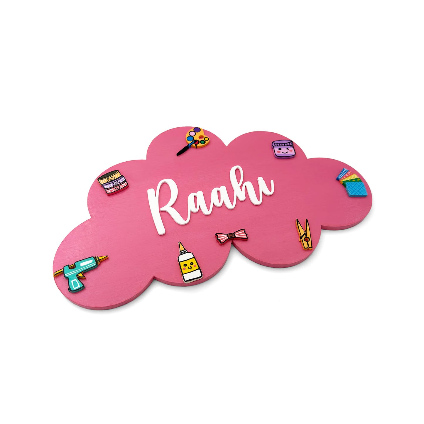 Crafts Themed Hand-Painted Wooden Kids Name Plate