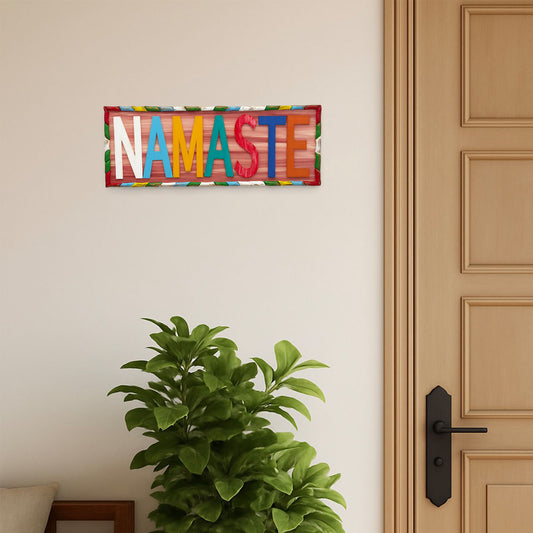 Namaste Hand-Painted Wooden Wall Hanging