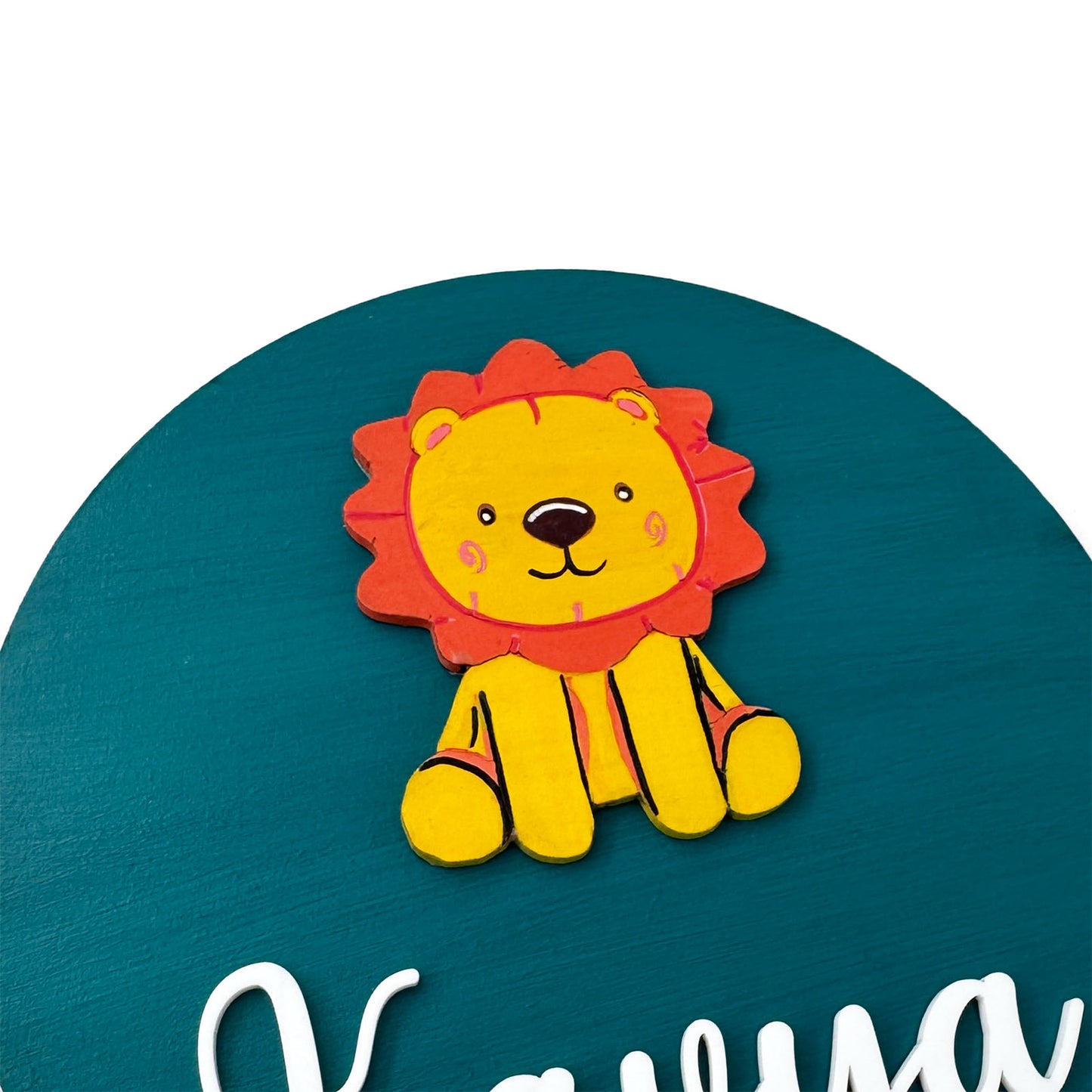 Lion Themed Hand-Painted Wooden Name Plate For Kids