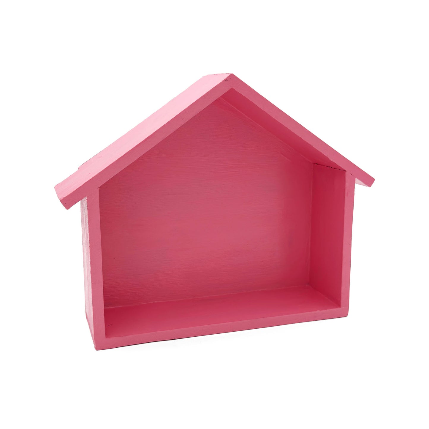 Hut Shaped Hand-Painted Wooden Wall Shelf - Pink
