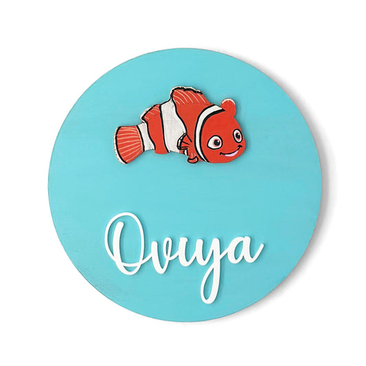 Finding Nemo Themed Hand-Painted Wooden Name Plate For Kids