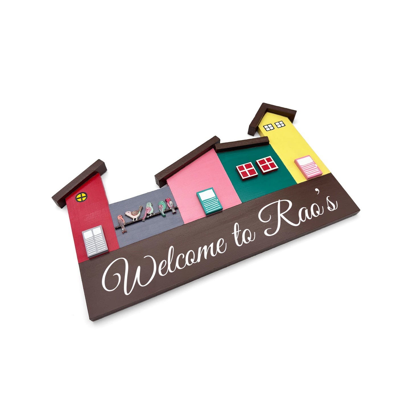 Hut-Shaped Hand-Painted Wooden Name Plate For Home - Hut Board Design 4