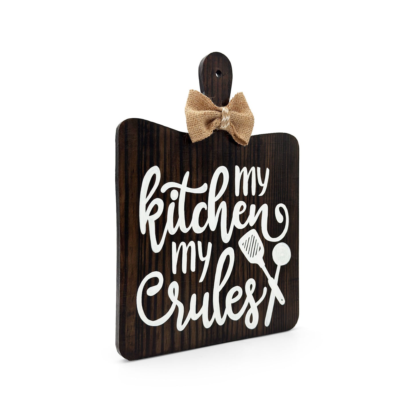 My Kitchen My Rules Hand-Painted Wooden Chopping Board Kitchen Wall Hanging - Wooden Finish