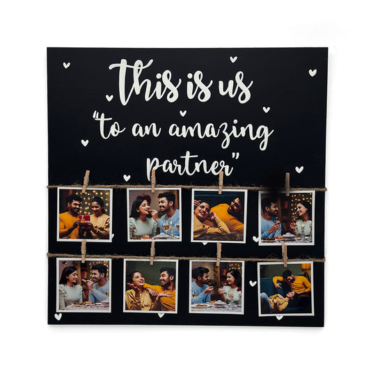 This Is Us To An Amazing Partner Hand-Painted Wooden Photo Holder - Black