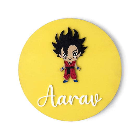 Dragon Ball Themed Hand-Painted Wooden Name Plate For Kids