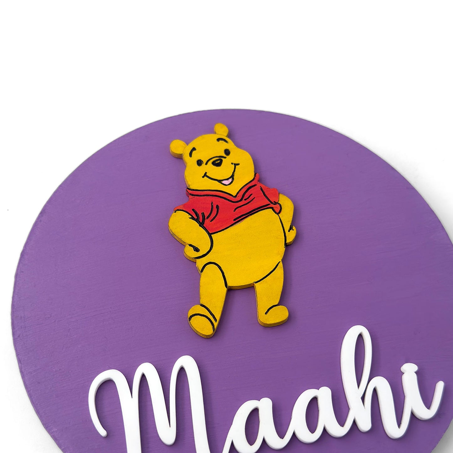 Winnie The Pooh Themed Hand-Painted Wooden Name Plate For Kids