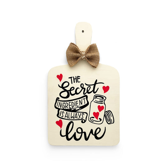 The Secret Ingredient Is Always Love Hand-Painted Wooden Chopping Board Kitchen Wall Hanging - Beige