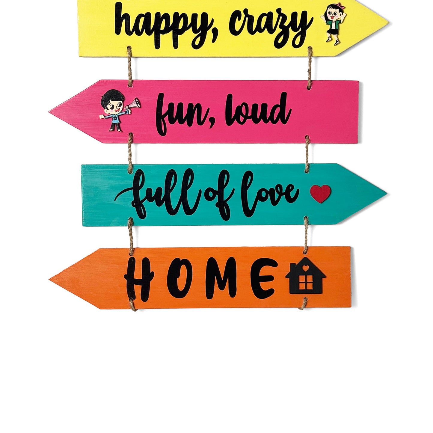 Welcome To Our Home Hand-Painted Wooden Arrow Plank Wall Hanging - Design 6