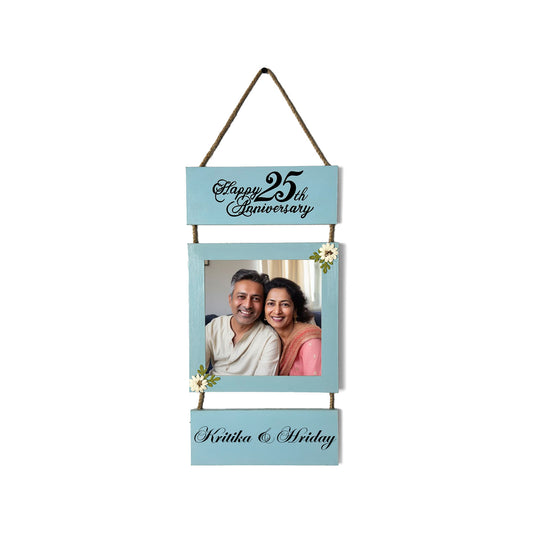 25th Anniversary Hand-Painted Wooden Photo Holder - Light Grey