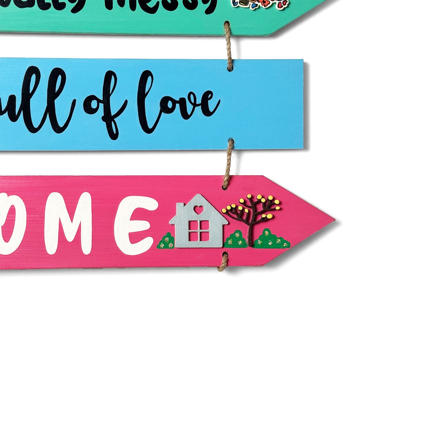 Welcome To Our Home Hand-Painted Wooden Arrow Plank Wall Hanging - Design 1