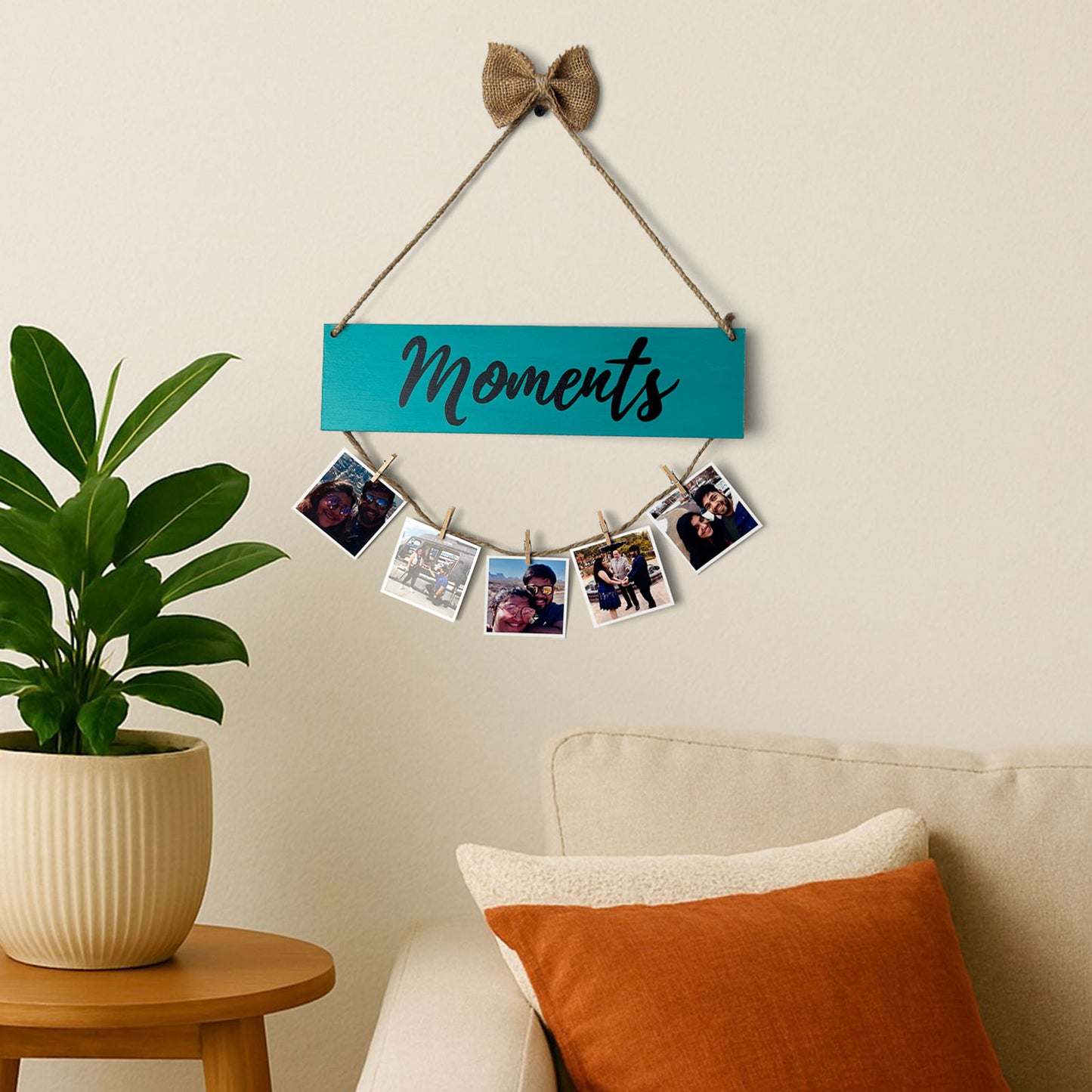 Moments Hand-Painted Wooden Photo Holder - Teal