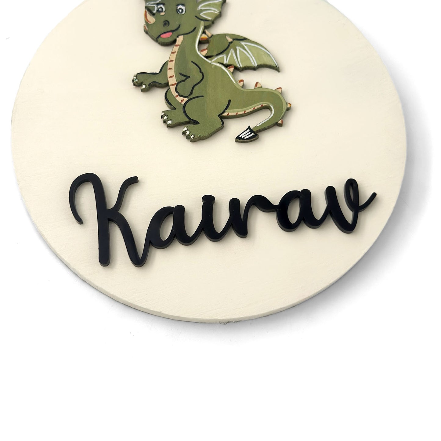Dragon Themed Hand-Painted Wooden Name Plate For Kids
