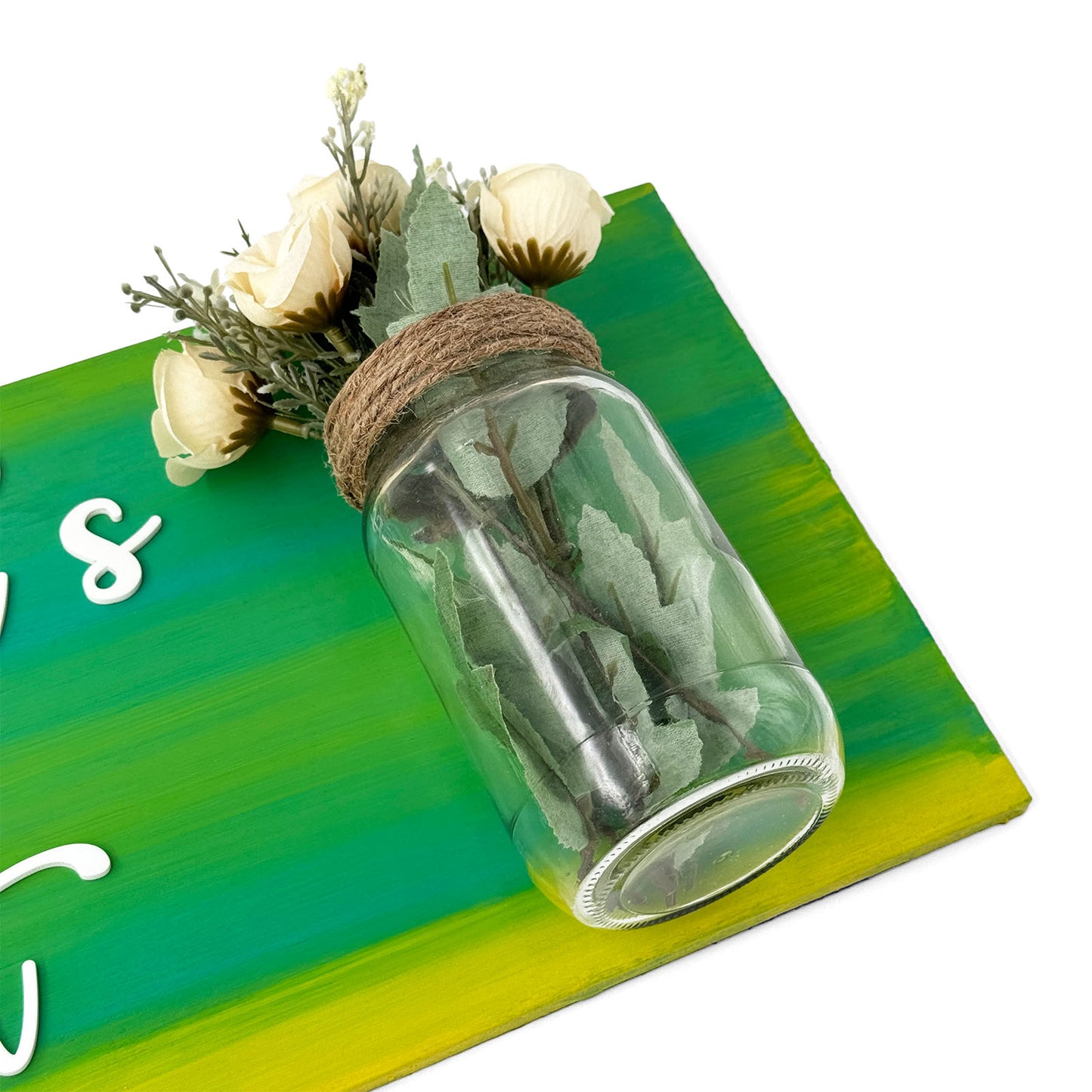 Hand-Painted Wooden Name Plate With Jar For Home - Only Jar Board