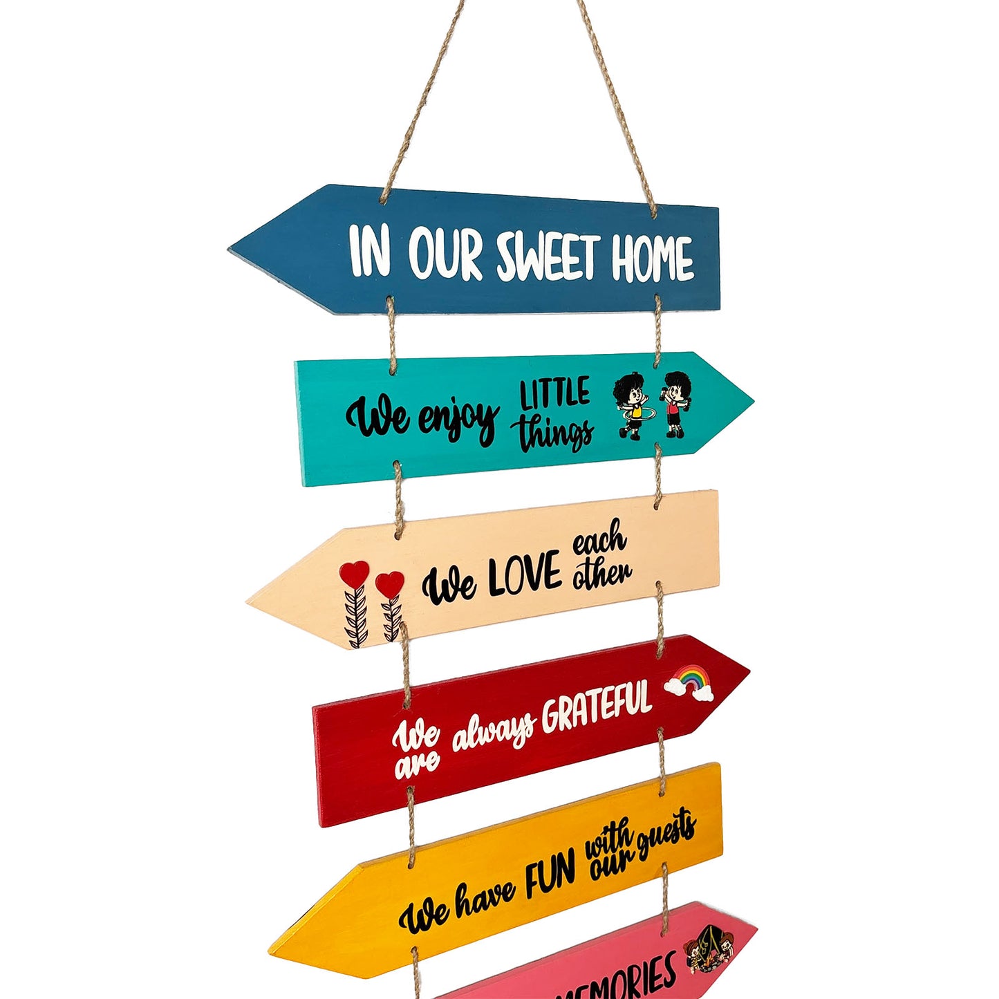 In Our Sweet Home Hand-Painted Wooden Arrow Plank Wall Hanging