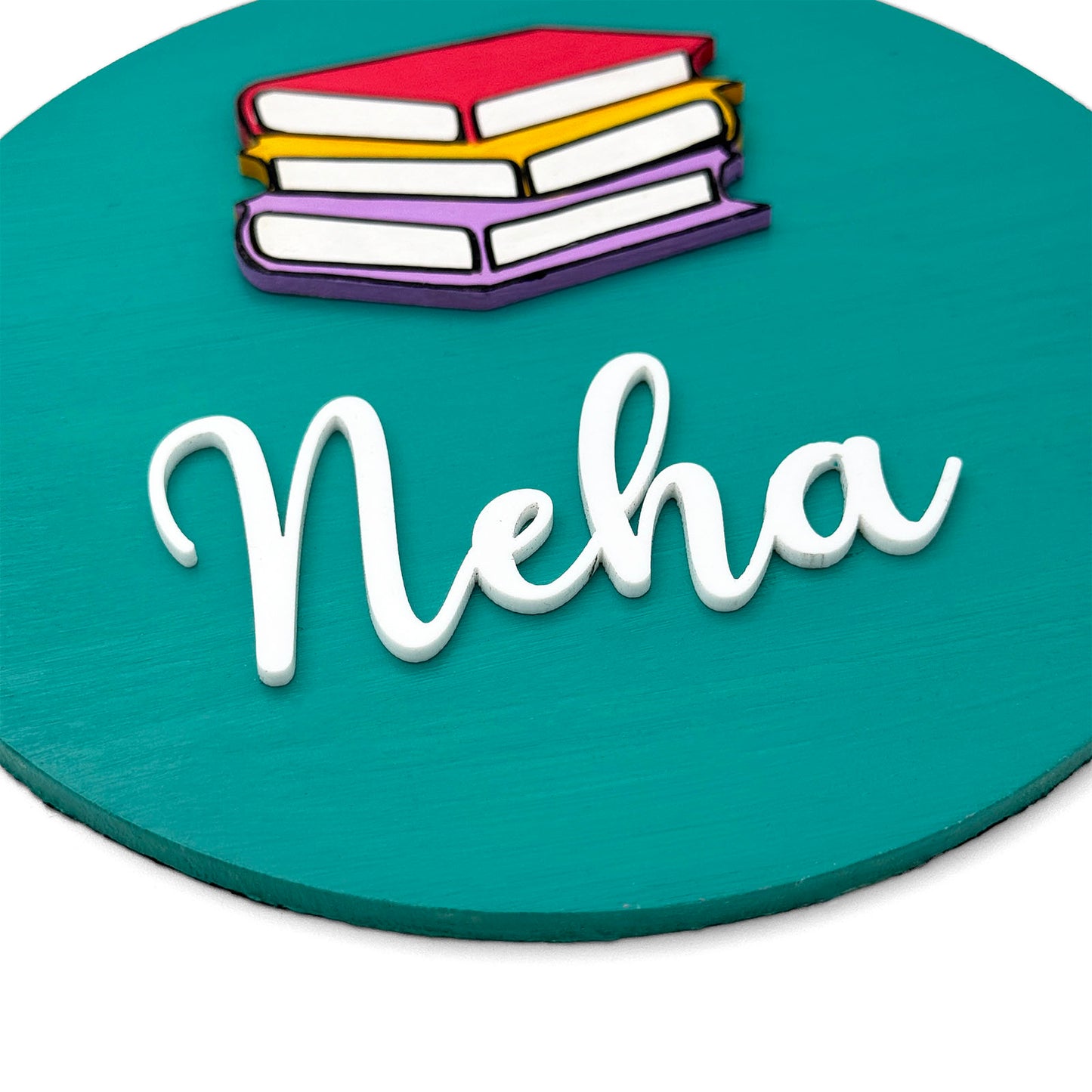 Book Themed Hand-Painted Wooden Mini Kids Name Plate