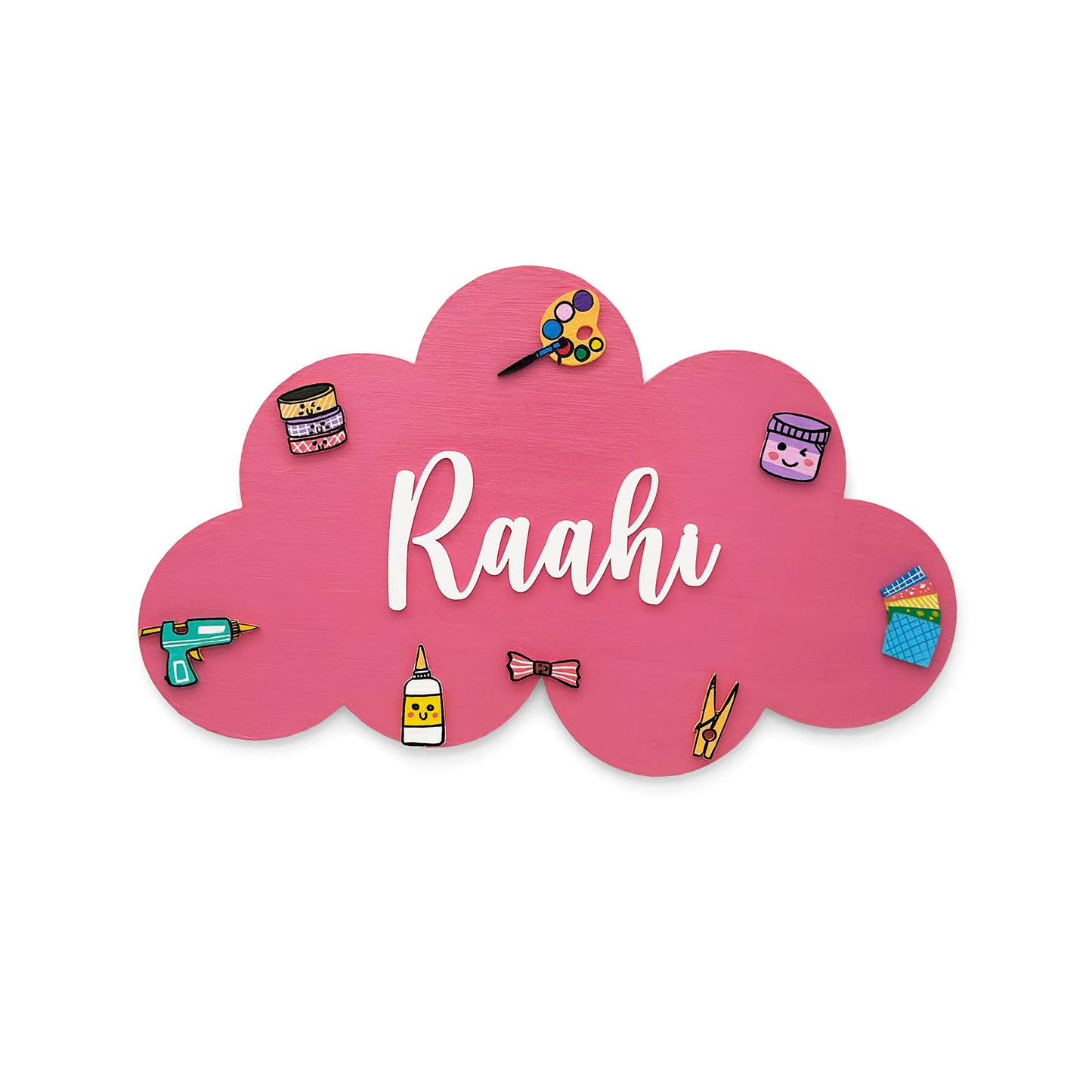 Crafts Themed Hand-Painted Wooden Kids Name Plate