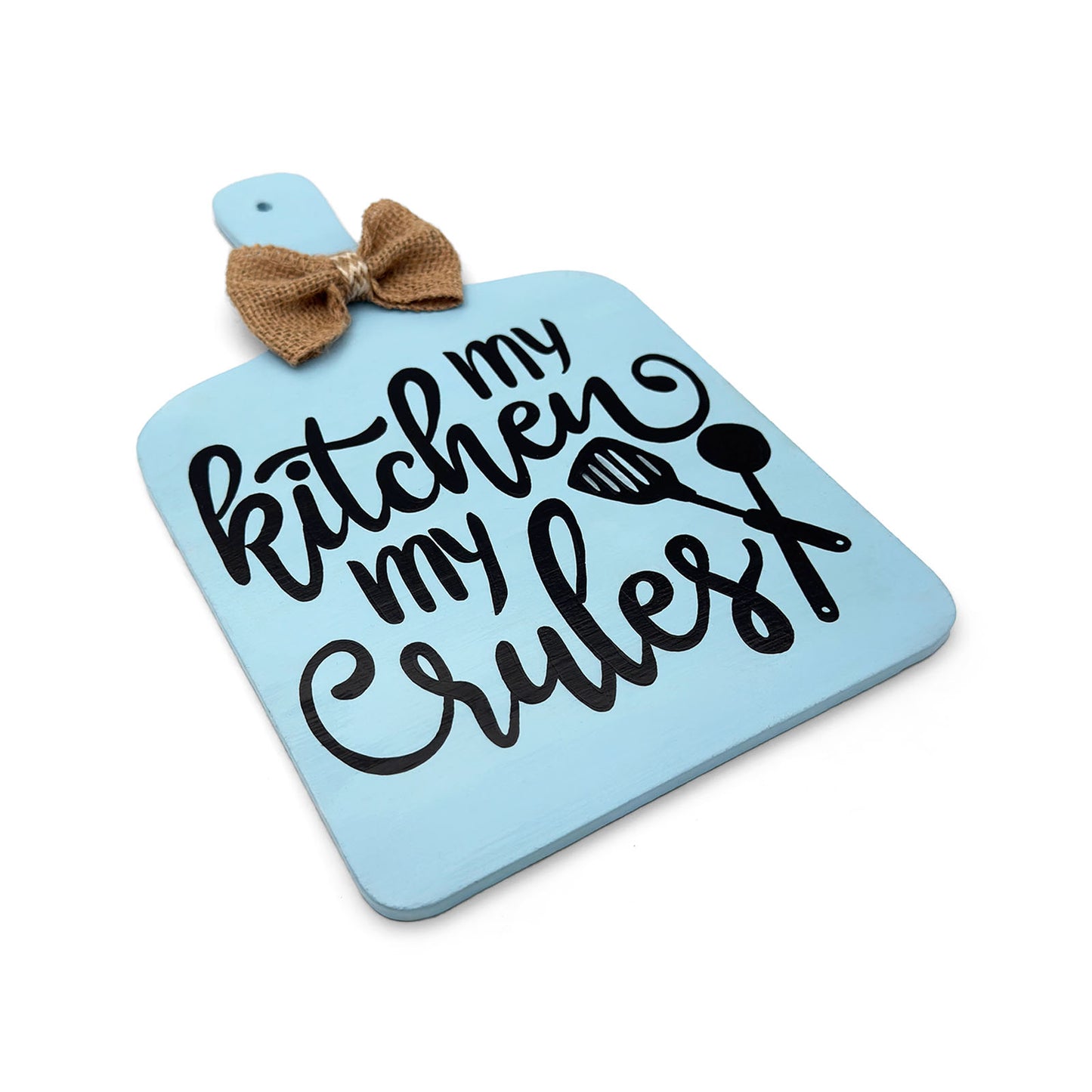 My Kitchen My Rules Hand-Painted Wooden Chopping Board Kitchen Wall Hanging - Grey