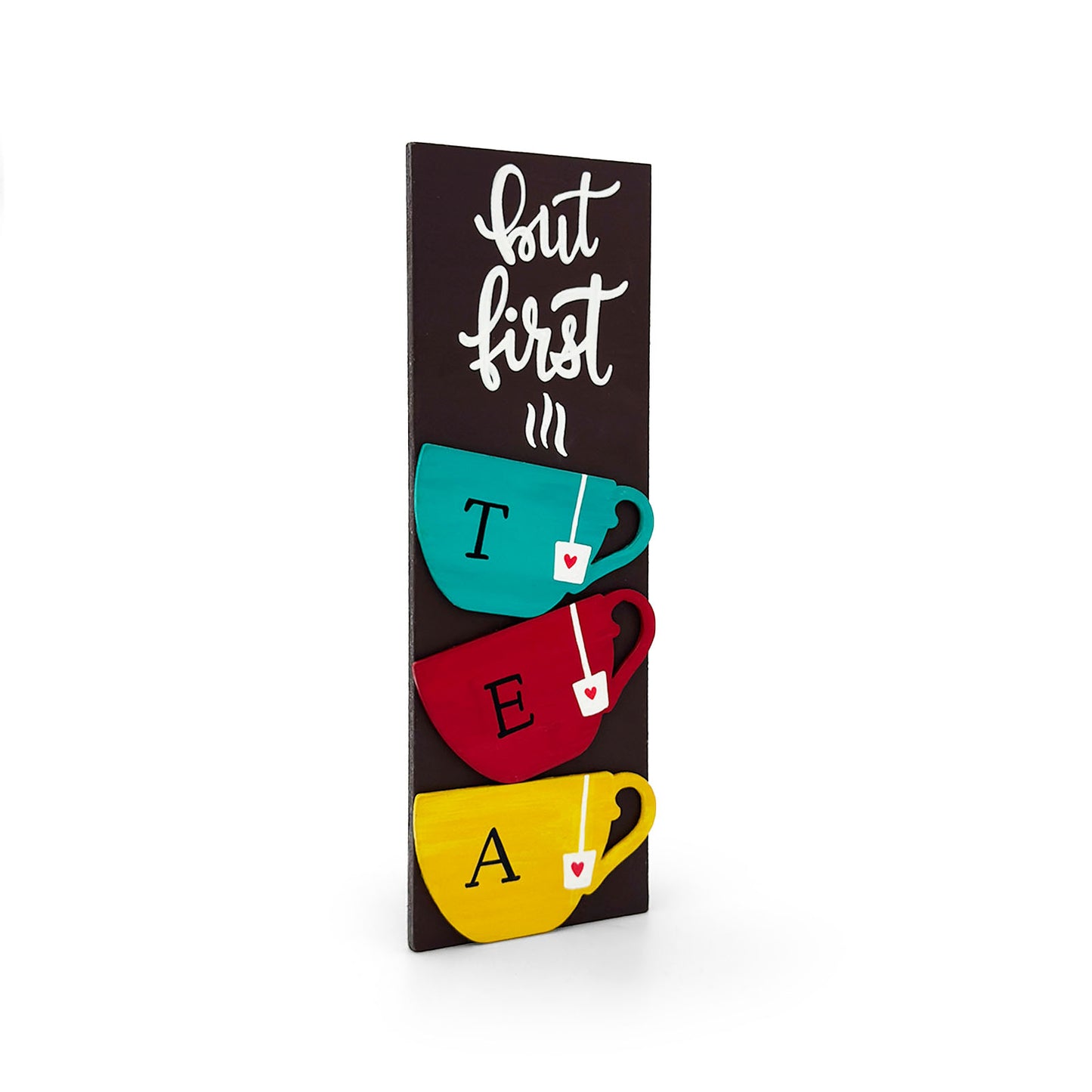 But First TEA Hand-Painted Wooden Kitchen Wall Hanging
