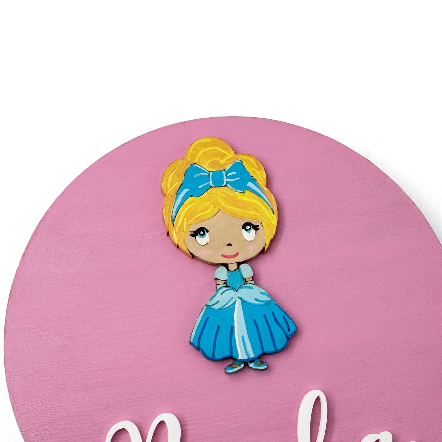 Disney Princess Cinderella Themed Hand-Painted Wooden Name Plate For Kids
