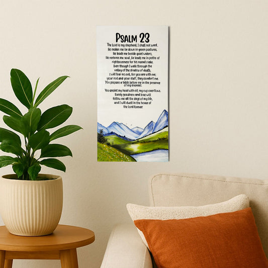 Psalm 23 Hand-Painted Wooden Wall Hanging