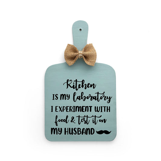 Kitchen Is My Laboratory Hand-Painted Wooden Chopping Board Kitchen Wall Hanging - Grey