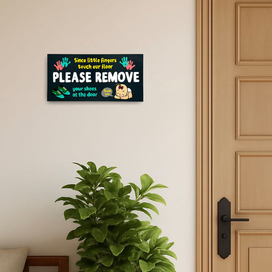 Please Remove Your Shoes Hand-Painted Wooden Wall Hanging
